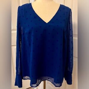 J. Crew Royal Blue Sheer Polka Dot Blouse